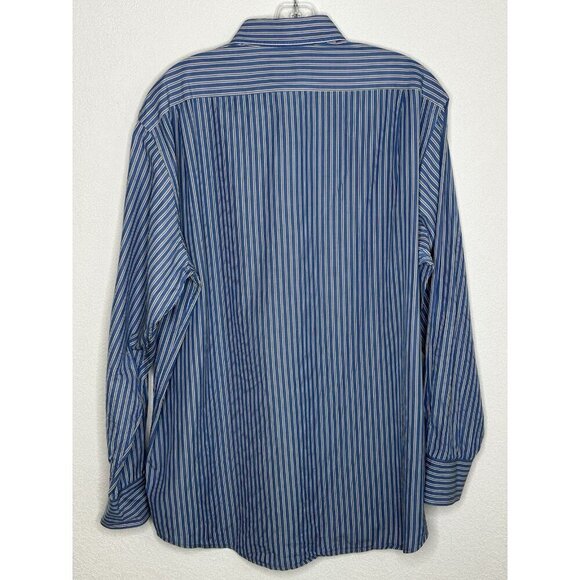 Lacoste Shirt Mens 44 Button Up Blue Green Pink Stripe Alligator Logo Preppy - Picture 3 of 12